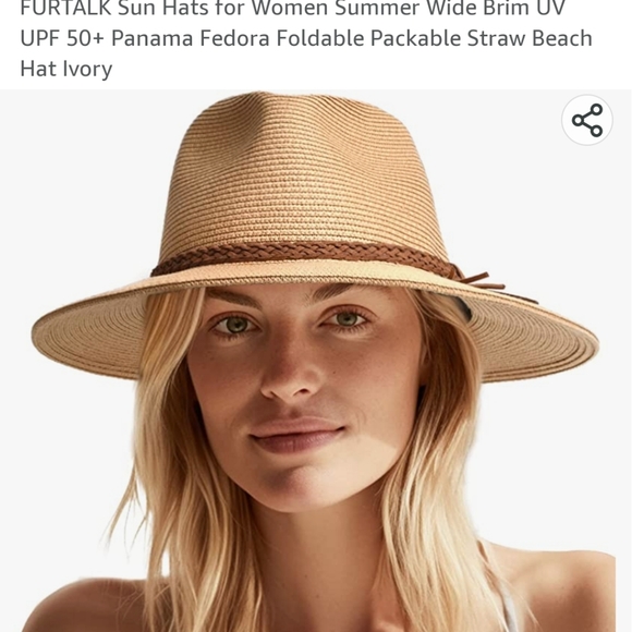 Furtalk Womens Sun Hat Wide Brim UPF 50+ bucket style size L. - Picture 1 of 9